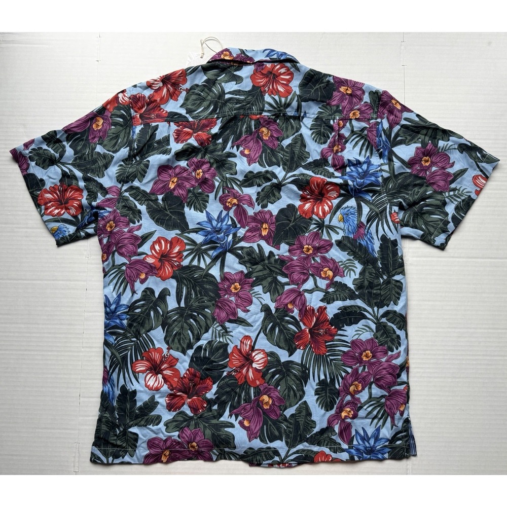 NWT Tommy Bahama Garden of Hope and Courage Shirt Large Aqua Ice Hawaiian Floral - Picture 7 of 9